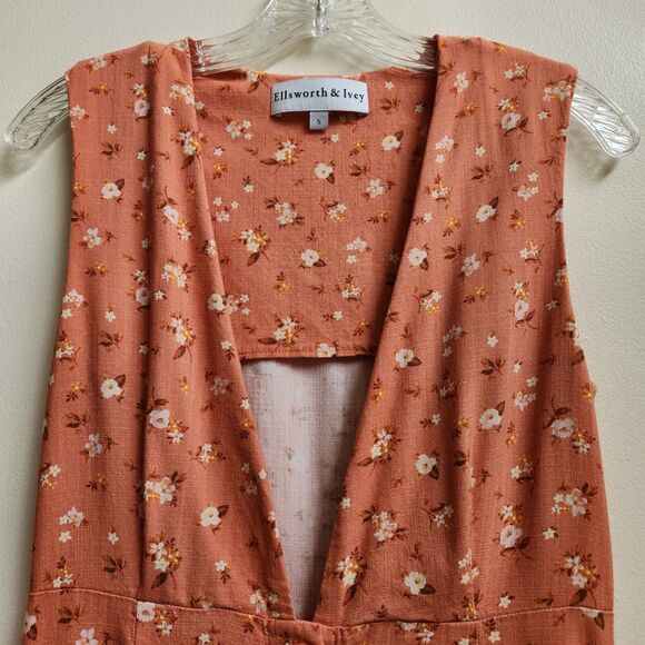 Ellisworth & Ivey Dress Womens S Coral Floral Maxi Front Button Cottagecore Boho - Picture 4 of 16